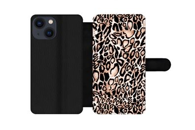 Hülle für iPhone 13 Mini - Panther Druck - Schwarz - Flecken - Flipcase