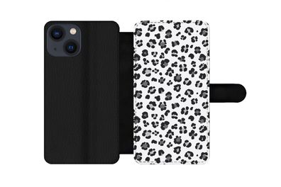 Hülle für iPhone 13 Mini - Panther Druck - Grau - Abstrakt - Flipcase