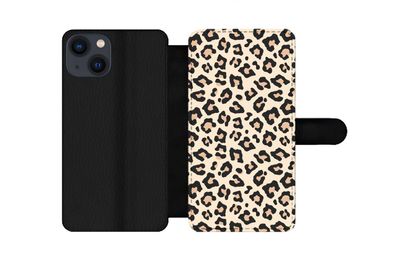 Hülle für iPhone 13 - Weiß - Rosa - Leopardenmuster - Flipcase