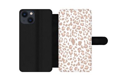 Hülle für iPhone 13 - Pantherdruck - Rosa - Pastell - Weiß - Flipcase