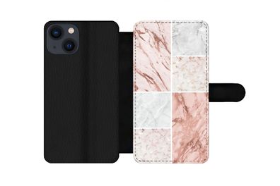 Hülle für iPhone 13 - Marmor - Weiß - Rosa - Flipcase