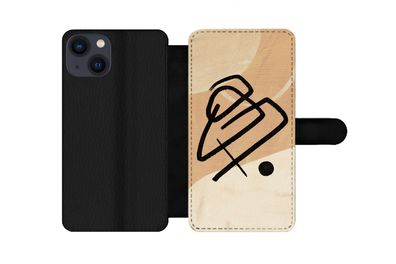 Hülle für iPhone 13 - Schwarz - Design - Braun - Flipcase