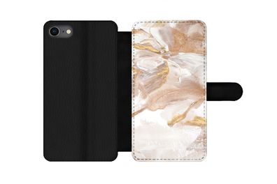 Hülle für iPhone 7 - Wasserfarbe - Gold - Braun - Flipcase