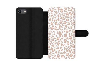 Hülle für iPhone 7 - Pantherdruck - Rosa - Pastell - Weiß - Flipcase