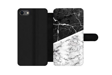 Hülle für iPhone 7 - Marmor - Schwarz - Weiß - Flipcase