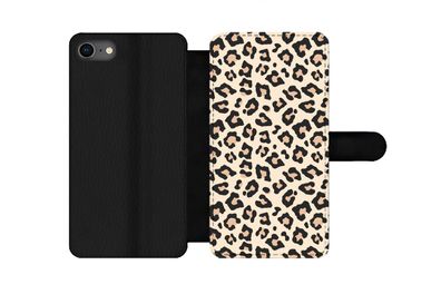Hülle für iPhone 8 - Weiß - Rosa - Leopardenmuster - Flipcase