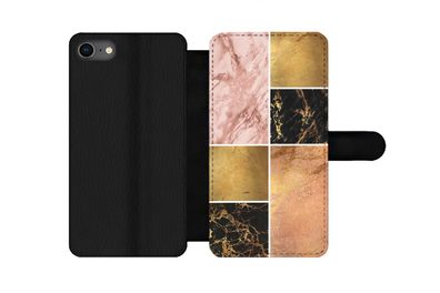 Hülle für iPhone 8 - Marmor - Rosa - Gold - Flipcase