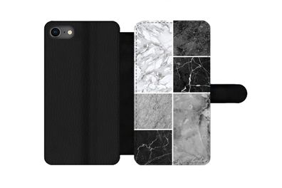Hülle für iPhone 8 - Marmor - Schwarz - Weiß - Flipcase
