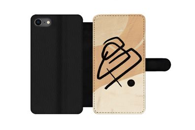 Hülle für iPhone 8 - Schwarz - Design - Braun - Flipcase