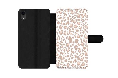Hülle für iPhone XR - Pantherdruck - Rosa - Pastell - Weiß - Flipcase