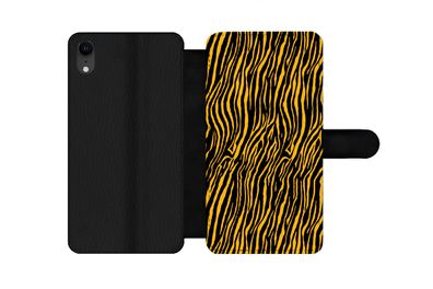 Hülle für iPhone XR - Tigerdruck - Schwarz - Orange - Flipcase