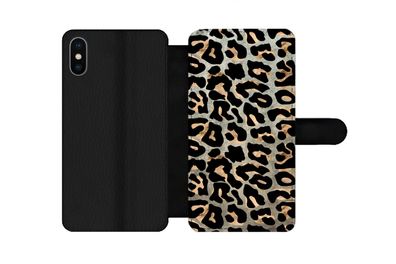 Hülle für iPhone XS - Tiermuster - Panther - Braun - Flipcase