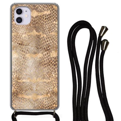 Hülle für iPhone 11 - Schlangendruck - Gold - Braun - Silikone
