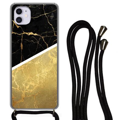 Hülle für iPhone 12 - Marmor - Schwarz - Gold - Silikone