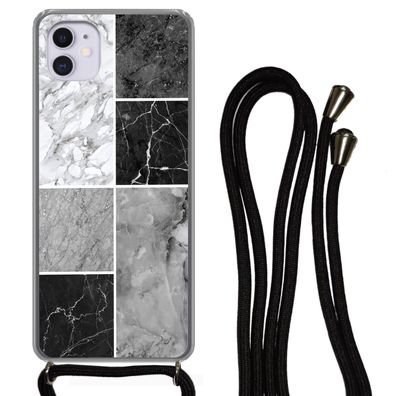 Hülle für iPhone 12 - Marmor - Schwarz - Weiß - Silikone
