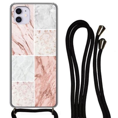 Hülle für iPhone 12 - Marmor - Weiß - Rosa - Silikone