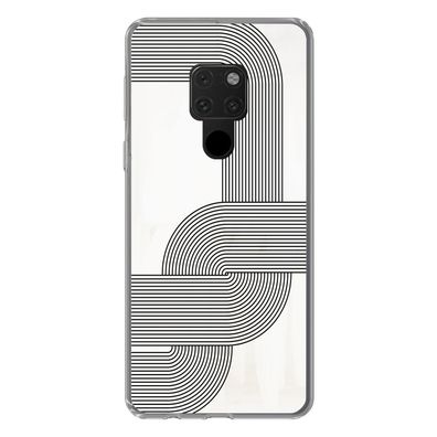 Hülle für Huawei Mate 20 - Kunst - Schwarz - Weiß - Linie - Silikone