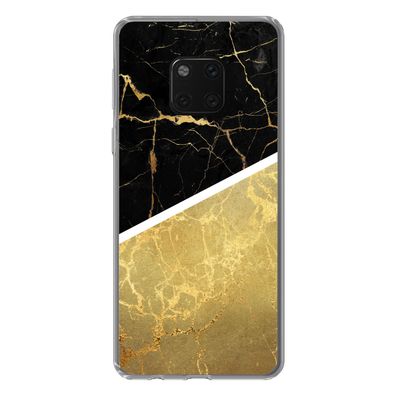 Hülle für Huawei Mate 20 Pro - Marmor - Schwarz - Gold - Silikone