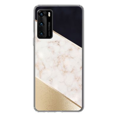 Hülle für Huawei P40 - Marmor - Gold - Rosa - Silikone