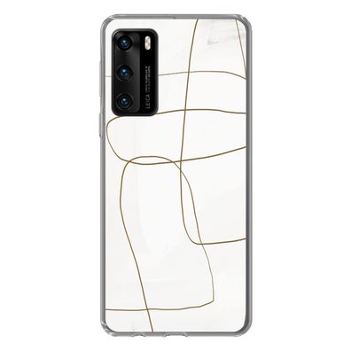 Hülle für Huawei P40 - Kunst - Braun - Weiß - Abstrakt - Silikone