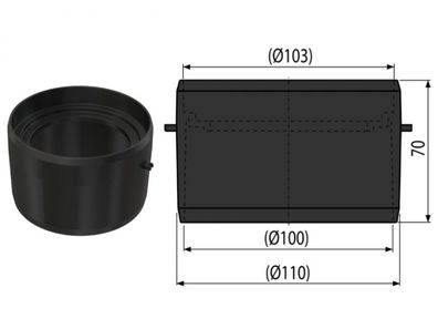 Anschlußstutzen senkrecht für 110er KG Rohr