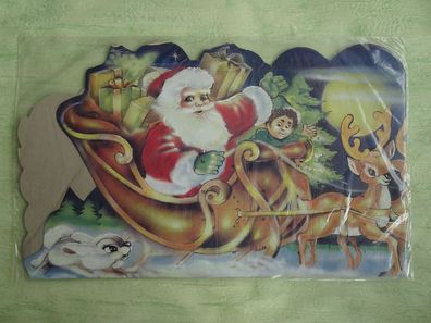 Adventskalender Rentierschlitten mit Weihnachtsmann ca 76 x 23 cm