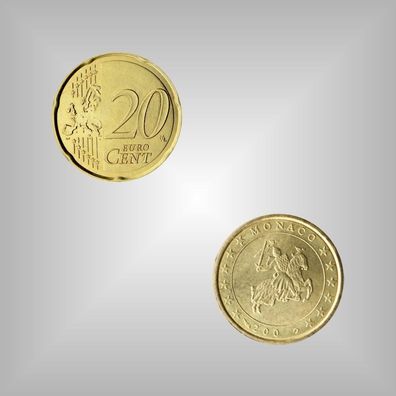 Original 20 Cent EURO - Münze Monaco 2002