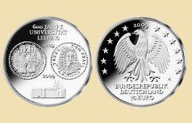 10 EURO Silbermünze "Universität Leipzig" BRD 2009 -A-