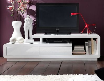 Lowboard Celia in weiß Hochglanz Lack TV Unterschrank Design 170 x 45 cm mit Stauraum