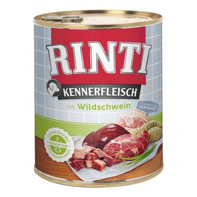 RINTI - Kennerfleisch ¦ Wildschwein - 12 x 800g ¦ nasses Hundefutter für Hunde