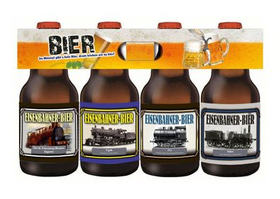 Eisenbahner/ Lok Bier im witzigen 4er Bierschaum-Träger (4 x 0,33l)