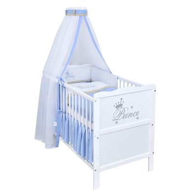 Babybett Kinderbett Prince 2in1 weiß 120x60 Bettset Komplett