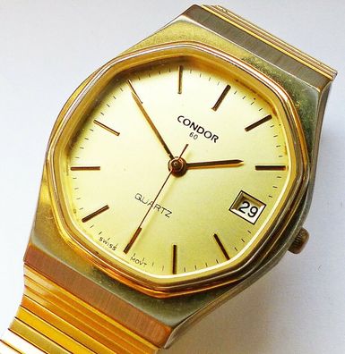 Condor 60 Calendar seltene Herren Vintage Armbanduhr 70er Jahre