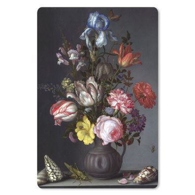 Mauspad - Blumen in einer Vase mit Muscheln und Insekten - Balthasar van der Ast - 18