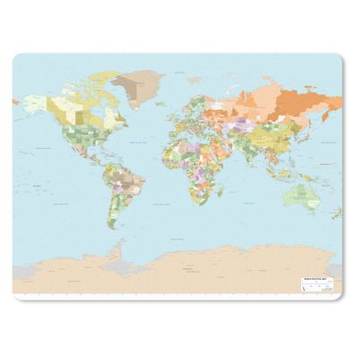Mauspad - Welt - Karte - Orange - Grün - 23x19 cm