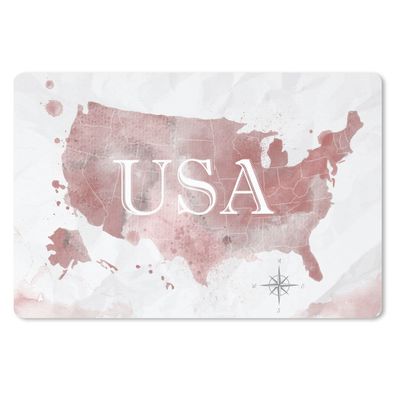 Mauspad - Karte - Amerika - Aquarell - 27x18 cm