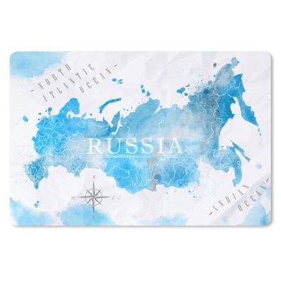 Mauspad - Weltkarten - Russland - Blau - 27x18 cm