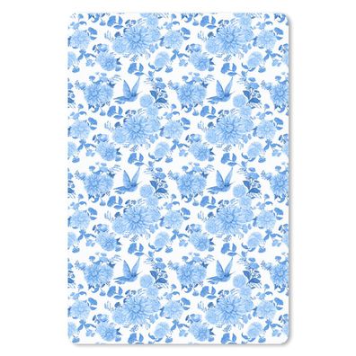 Mauspad - Blumen - Rosen - Vögel - Blau - 18x27 cm