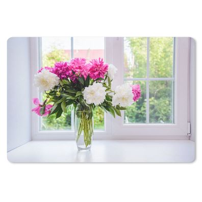 Mauspad - Blumen - Pfingstrosen - Vase - 27x18 cm