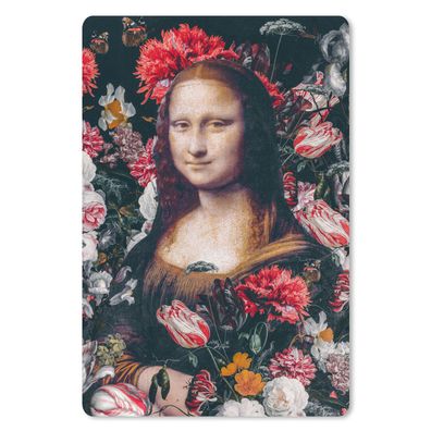 Mauspad - Mona Lisa - Leonardo da Vinci - Blumen - Rosa - 18x27 cm