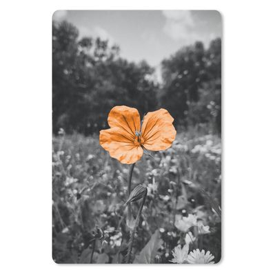 Mauspad - Blumen - Schwarz - Weiß - Orange - 18x27 cm