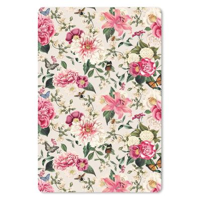Mauspad - Blumen - Insekten - Rosa - 18x27 cm