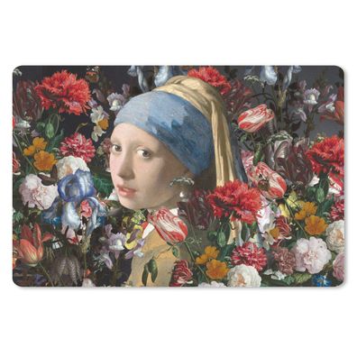 Schreibtischunterlage - Das Mädchen mit dem Perlenohrring - Johannes Vermeer - Blumen