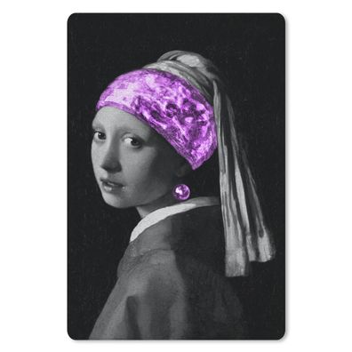 Mauspad - Mädchen mit Perlenohrring - Johannes Vermeer - Lila - 40x60 cm