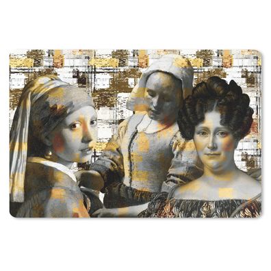 Schreibtischunterlage - Collage - Mondrian - Gold - 60x40 cm - Mauspad