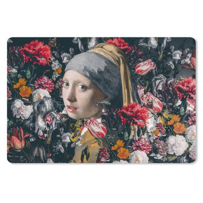 Schreibtischunterlage - Das Mädchen mit dem Perlenohrring - Johannes Vermeer - Blumen