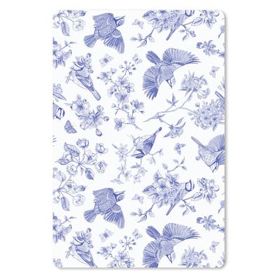 Mauspad - Vintage - Vogel - Blumen - Blau - 18x27 cm