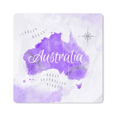 Mauspad - Karte - Australien - Aquarell - 30x30 cm