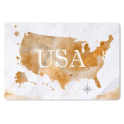 Schreibtischunterlage - Karte - Amerika - Gold - 60x40 cm - Mauspad