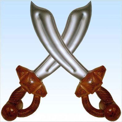 2 x aufblasbares Piratenschwert ca. 80cm Pirat Schwert Fasching Säbel Schwerter